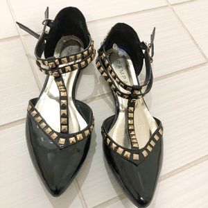 Black studded flats